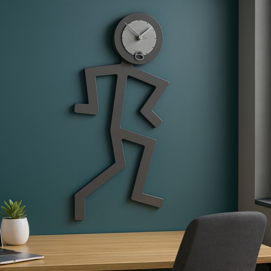 Orologio design moderno da parete legno grigio quarzo