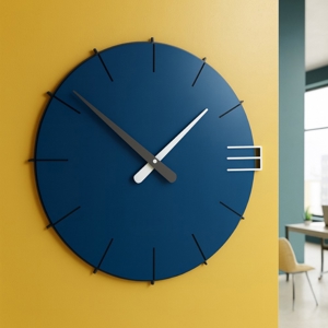 Orologio da parete moderno legno colore blu elettrico