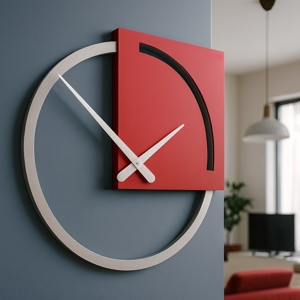 Orologio da parete moderno legno rosso rubino grigio