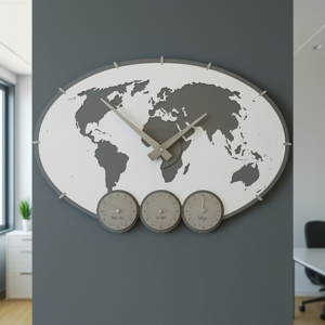 Greenwich orologio da parete planisfero bianco grigio