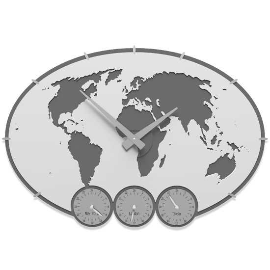 Greenwich orologio da parete planisfero bianco grigio