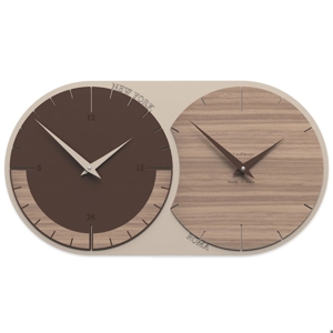 Orologio da parete moderno fusi orari 2 noce canaletto in legno