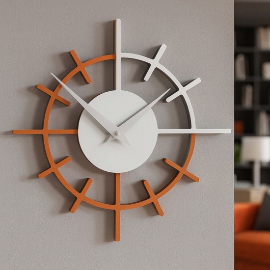 Orologio da parete tondo legno colore terracotta