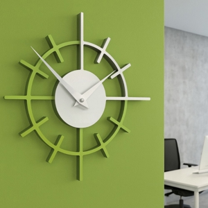 Orologio design da parete legno colore mela verde