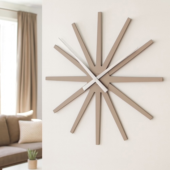 Orologio da muro moderno frizz 81cm in legno caffelatte