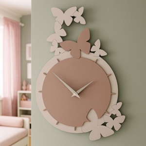 Visualizza i dettagli per Orologio da parete legno colore rosa nuvola Orologio da parete legno colore rosa nuvola