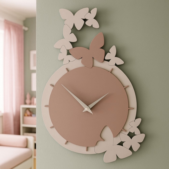 Orologio da parete legno colore rosa nuvola