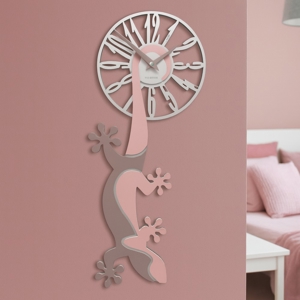 Geko orologio moderno da parete legno colore rosa antico