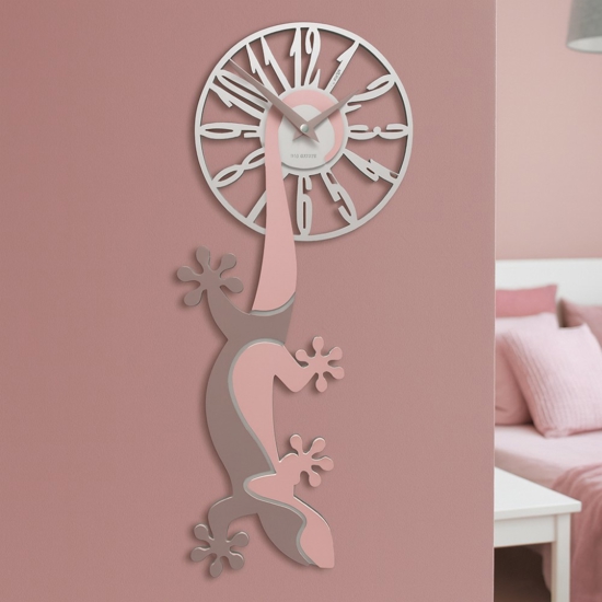 Geko orologio moderno da parete legno colore rosa antico Geko orologio moderno da parete legno colore rosa antico