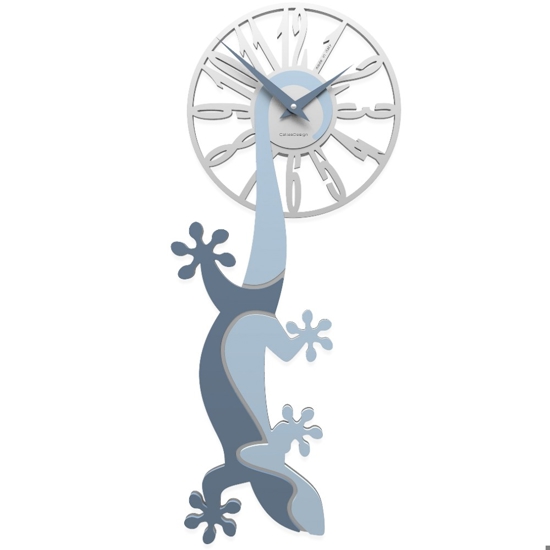 Geko orologio moderno da parete legno colore azzurro polvere