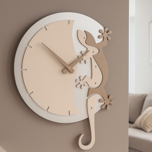Visualizza i dettagli per Geko orologio moderno da parete legno colore sabbia Geko orologio moderno da parete legno colore sabbia