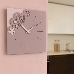 Visualizza i dettagli per Orologio merletto moderno da parete quadrato colore prugna Orologio merletto moderno da parete quadrato colore prugna