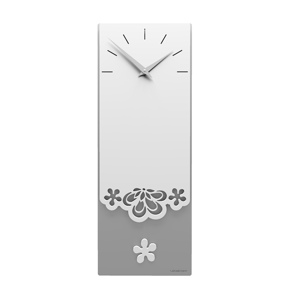 Orologio a pendolo moderno da parete merletto legno bianco grigio