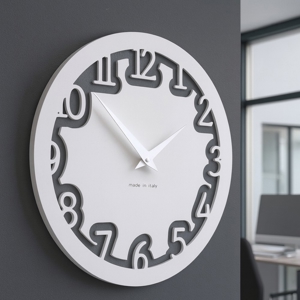 Orologio moderno rotondo da parete legno bianco