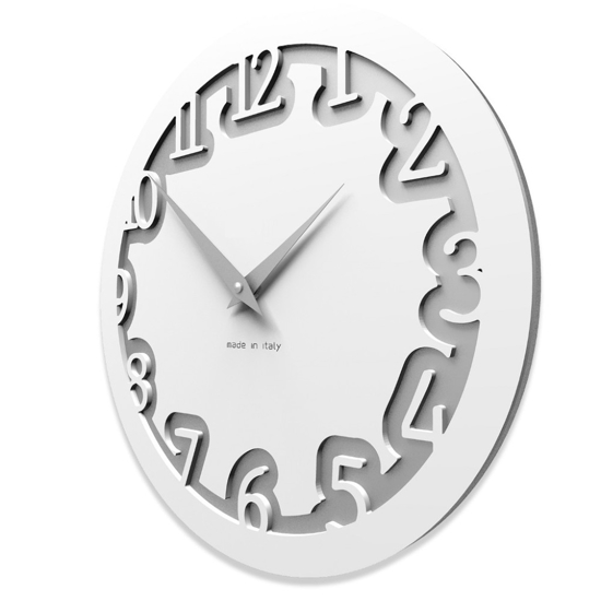 Orologio moderno rotondo da parete legno bianco