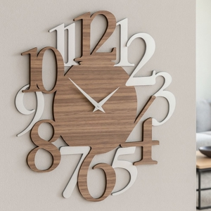 Orologio da parete numeri moderni legno noce canaletto