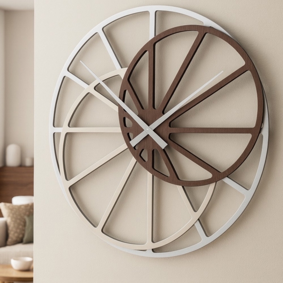 Orologio grande 95cm da parete moderno rovere wenge rotondo design originale