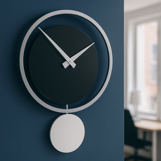 Orologio a pendolo da parete moderno nero bianco grigio