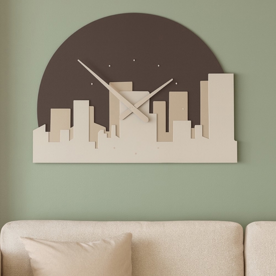 Orologio skyline moderno da parete tortora marrone