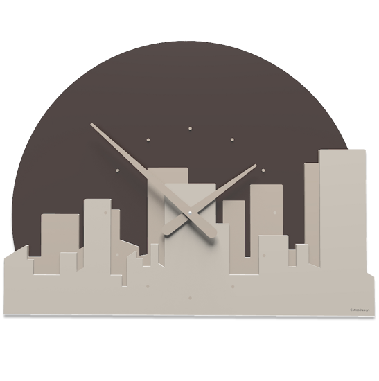 Orologio skyline moderno da parete tortora marrone