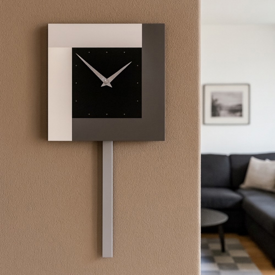 Orologio da parete a pendolo moderno stripes nero