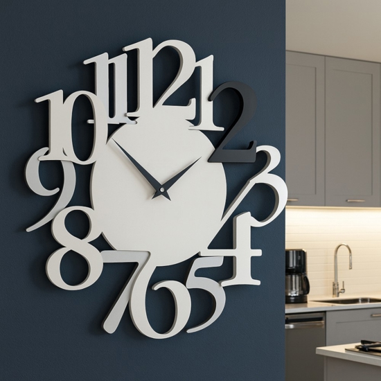 Orologio design numeri da parete moderno nero grigio