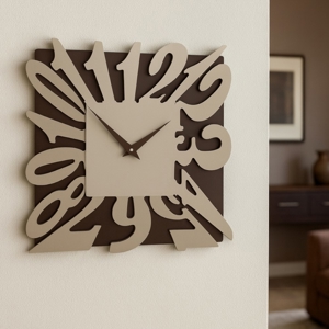 Orologio da parete numeri moderni quadrato marrone