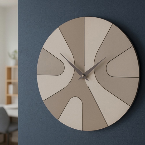 Orologio in legno da parete caffellatte rotondo 34cm