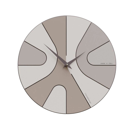 Orologio in legno da parete caffellatte rotondo 34cm