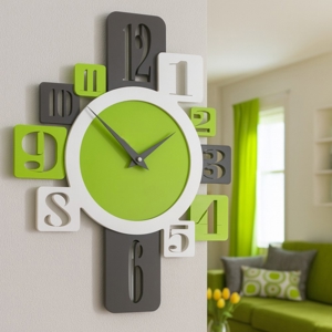 Visualizza i dettagli per Orologio da parete verde moderno design per soggiorno Orologio da parete verde moderno design per soggiorno