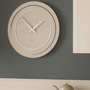 Visualizza i dettagli per Orologio da parete moderno legno rotondo rovere e bianco Orologio da parete moderno legno rotondo rovere e bianco