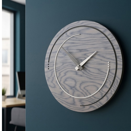 Orologio in legno moderno design rotondo grigio