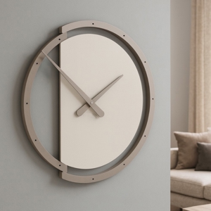 Visualizza i dettagli per Orologio da parete rotondo design moderno tortora e caffelatte Orologio da parete rotondo design moderno tortora e caffelatte