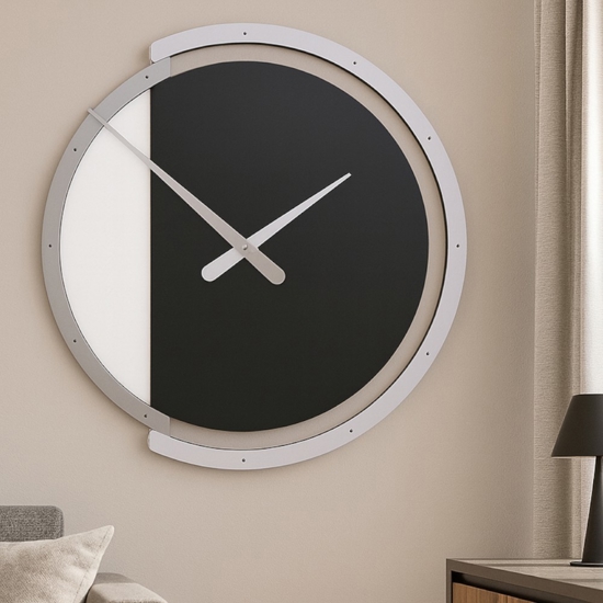 Orologio in legno da parete rotondo nero 45cm