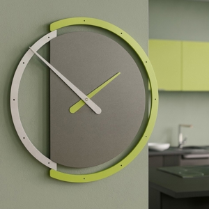 Visualizza i dettagli per Orologio da parete legno rotondo moderno verde e alluminio Orologio da parete legno rotondo moderno verde e alluminio