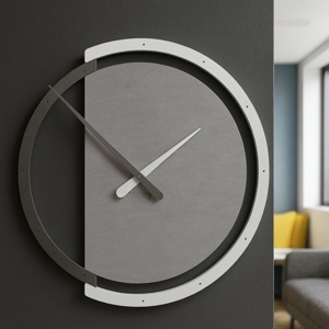 Visualizza i dettagli per Orologio rotondo da parete design curvo grigio moderno Orologio rotondo da parete design curvo grigio moderno