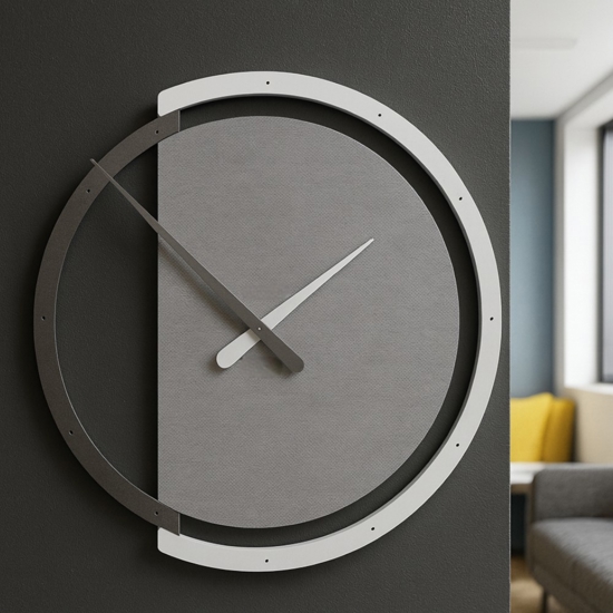Orologio rotondo da parete design curvo grigio moderno