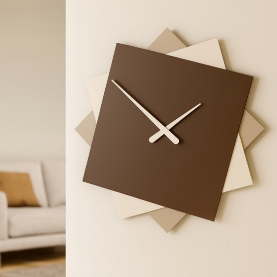 Grande orologio design da parete 60cm cioccolato