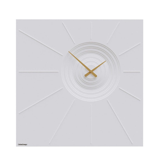 Orologio quadrato da parete bianco lancette oro in legno moderno