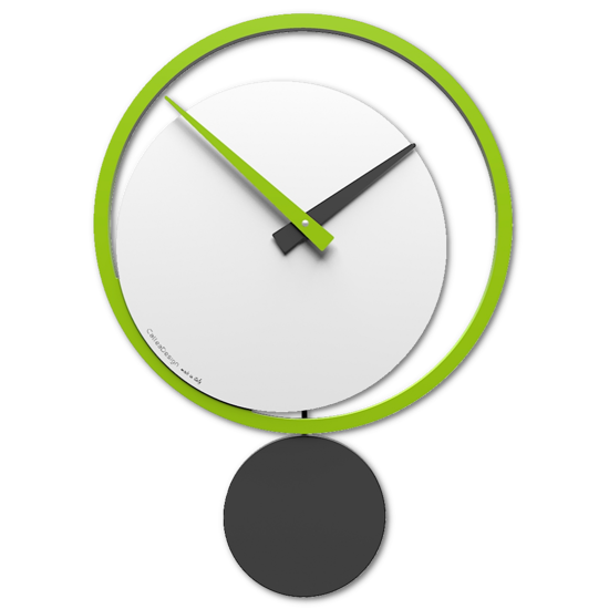 Orologio moderno a pendolo verde mela bianco grigio a parete