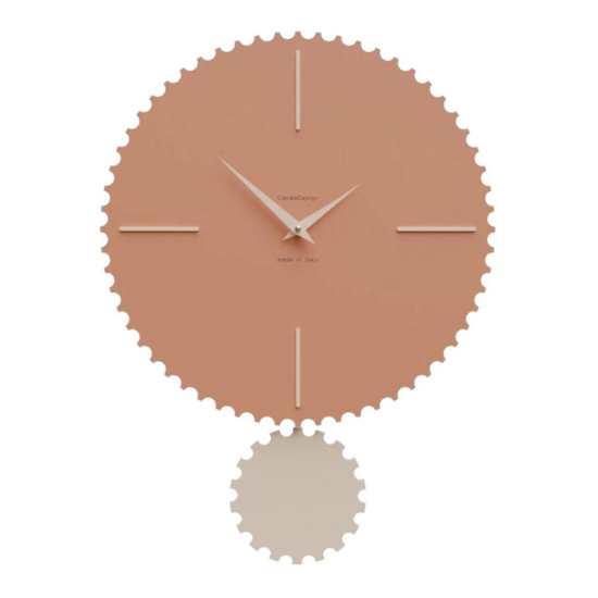 Orologio da parete con pendolo rotondo legno color terracotta