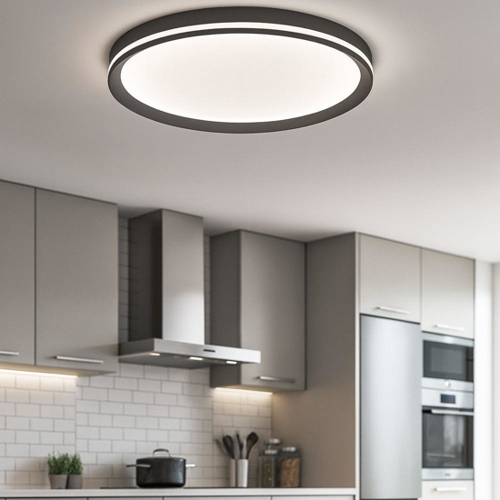 Top light area plafoniera moderna rotonda antracite led 44w cct per cucina