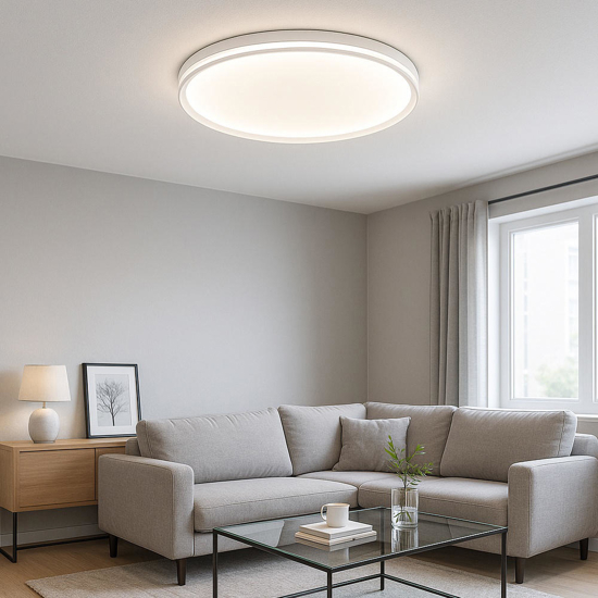 Top light area plafoniera rotonda per soggiorno moderno biemissione led 55w cct