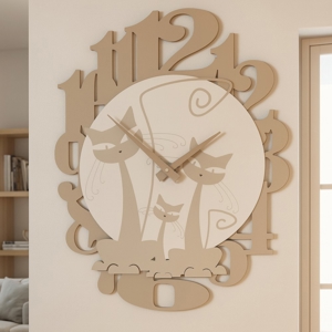 Gatti orologio moderno da parete legno colore tortora