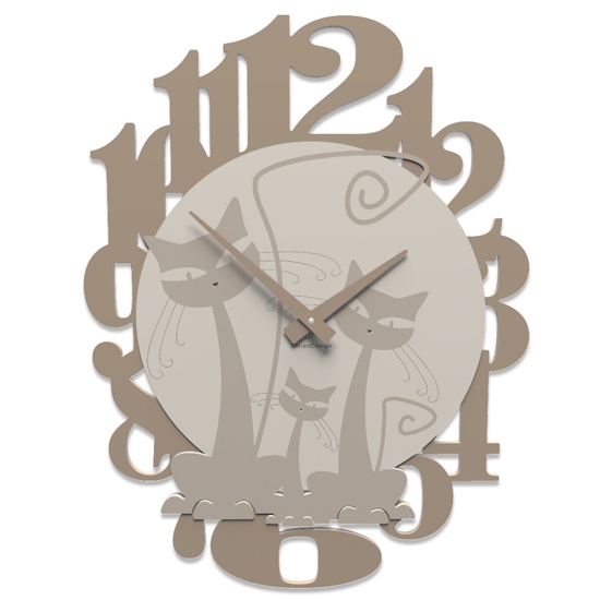 Gatti orologio moderno da parete legno colore tortora