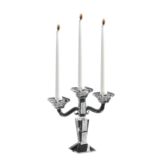 Candeliere candelabro da tavola vetro cristallo foglia argento fp