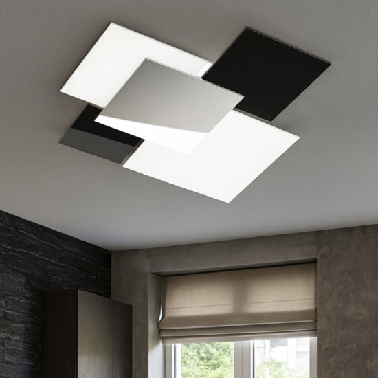 Plafoniera top light shadow cromo moderna bianco nero rettangolare Plafoniera top light shadow cromo moderna bianco nero rettangolare