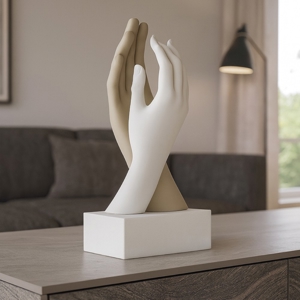 Bongelli preziosi scultura soprammobile mani bianco e nocciola