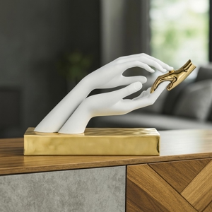 Bongelli preziosi statuetta soprammobile mani marmorino bianco e oro