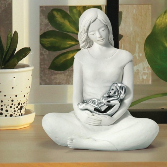 Statuina bongelli preziosi maternita seduta bimbo argento h26